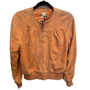 Latini NWT 100% Suede Leather Full Zip Jacket Size 8 Medium Women’s Orange